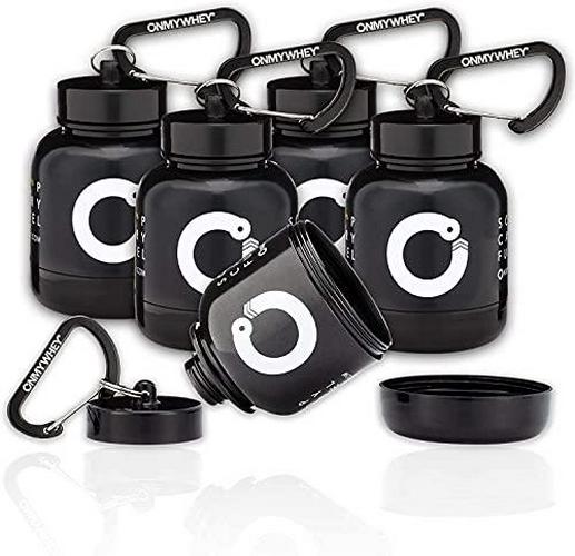 OnMyWhey - Protein Powder and Supplement Funnel Keychain, Portable to-Go Container for The Gym, Workouts, Fitness, and Travel - TSA Approved, Modern 5-Pack