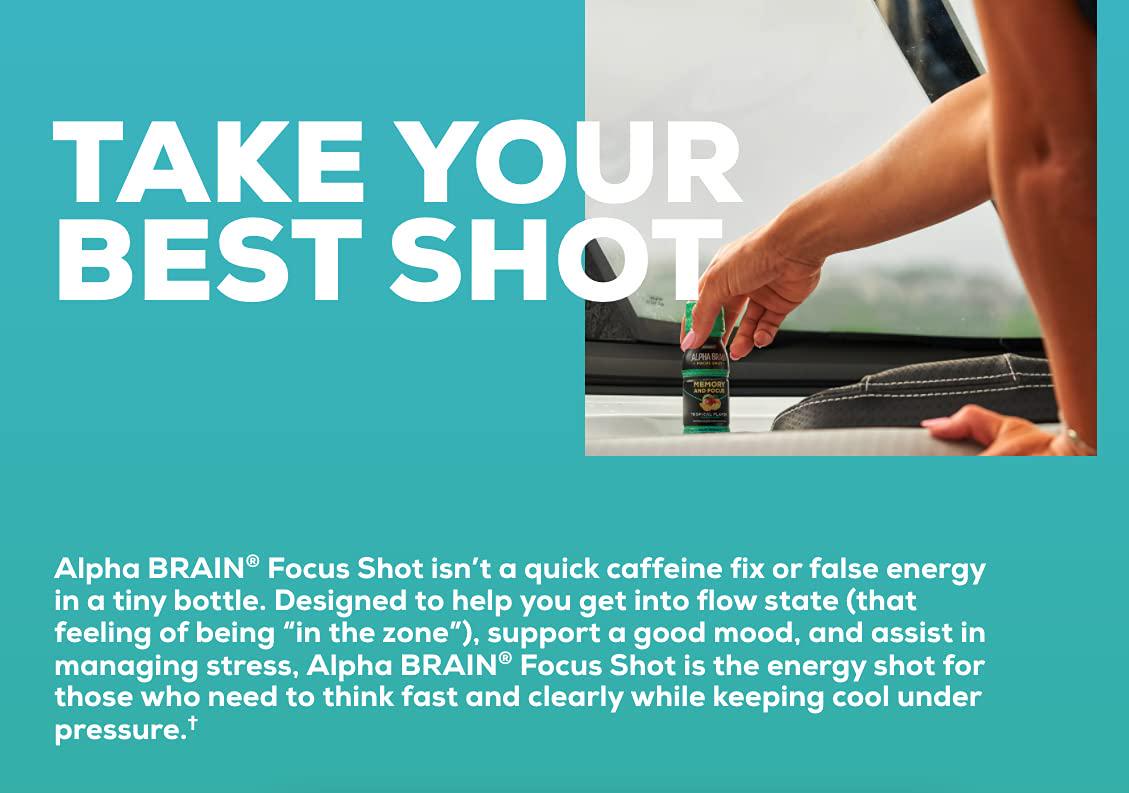Onnit Alpha BRAIN Focus Energy Shot Supplement - Energy, Focus, Mood, Stress, Brain Booster Drink - Tropical (2.5 fl oz, 6 ct)