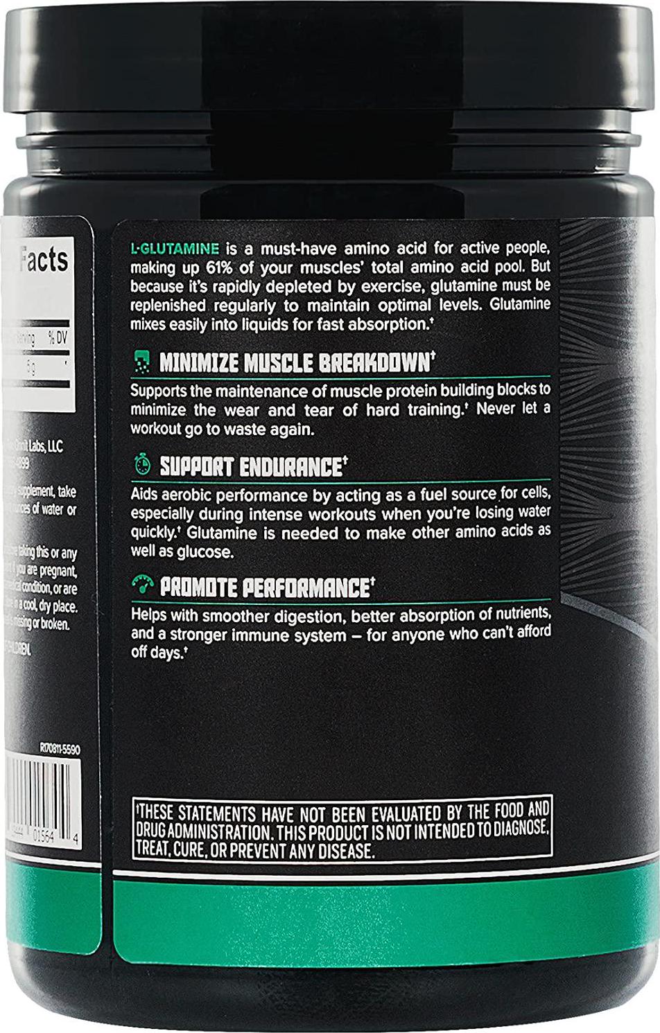 Onnit Glutamine | Boosts Aerobic Performance, Reaction Time and Gut Health | NSF Certified for Sport | 60 Servings (Unflavored)