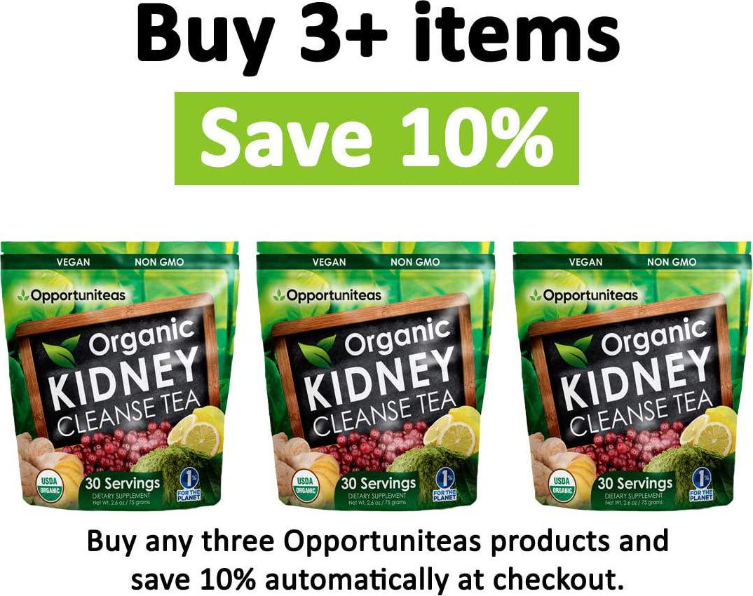 Opportuniteas Organic Kidney Detox Tea- Matcha Green Tea, Cranberry, Lemon and Ginger. 4 Cleansing Superfoods For Drinks. A Natural Detox Cleanse and Organic Energy Drink, Vegan and Non-GMO - 30 Servings