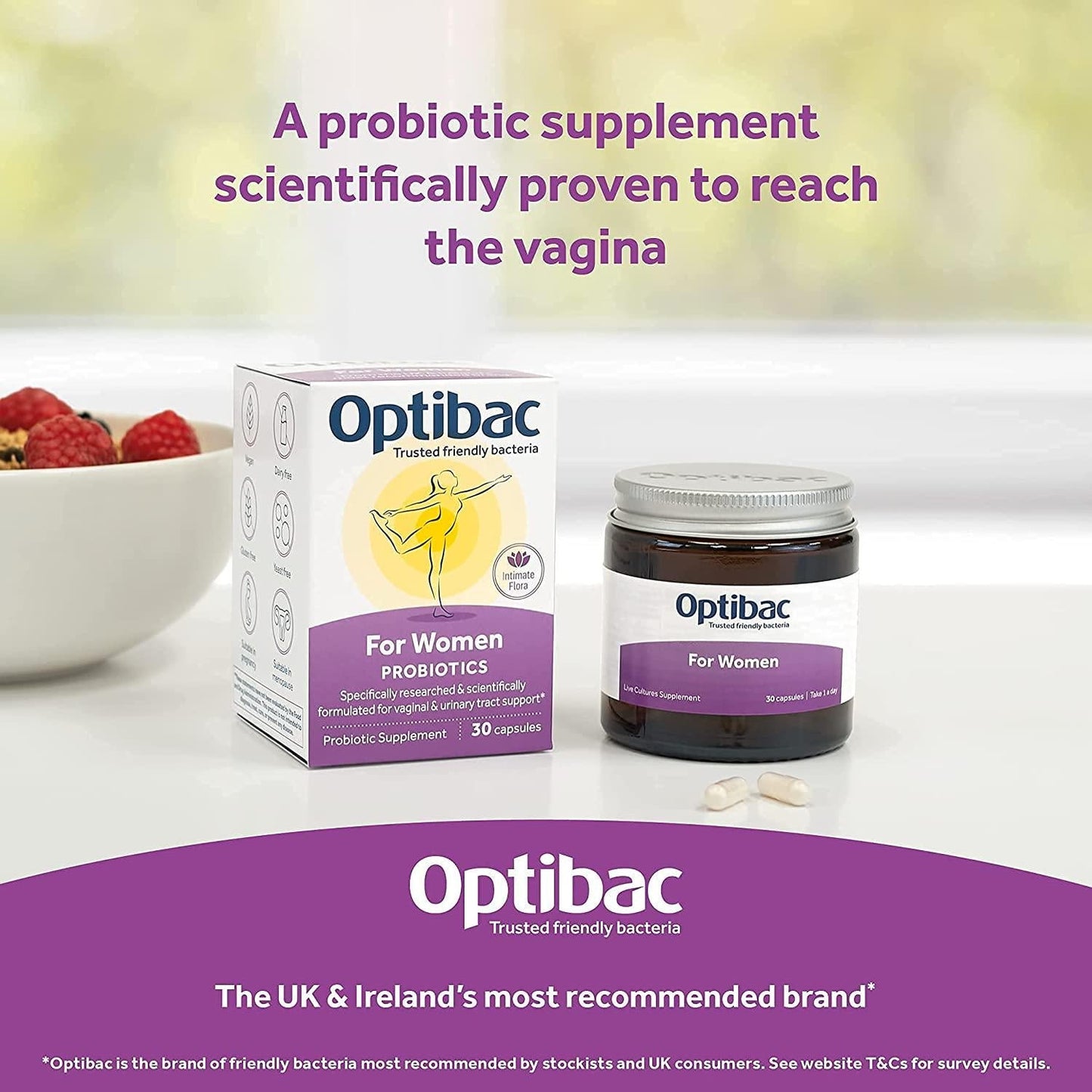 Optibac Probiotics for Women - Vegan Supplement for Intimate Area - Scientifically Proven to Reach Vaginal Flora - Most Researched Lactobacillus Probiotic in Women - 14 Capsules