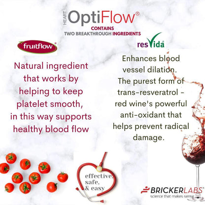 Optiflow with Fruitflow 60 Capsules - Derived from Tomatoes - Natural Ingredients Helping Optimal Cardiovascular Health - Healthy Blood Circulation by Keeping Platelets Smooth