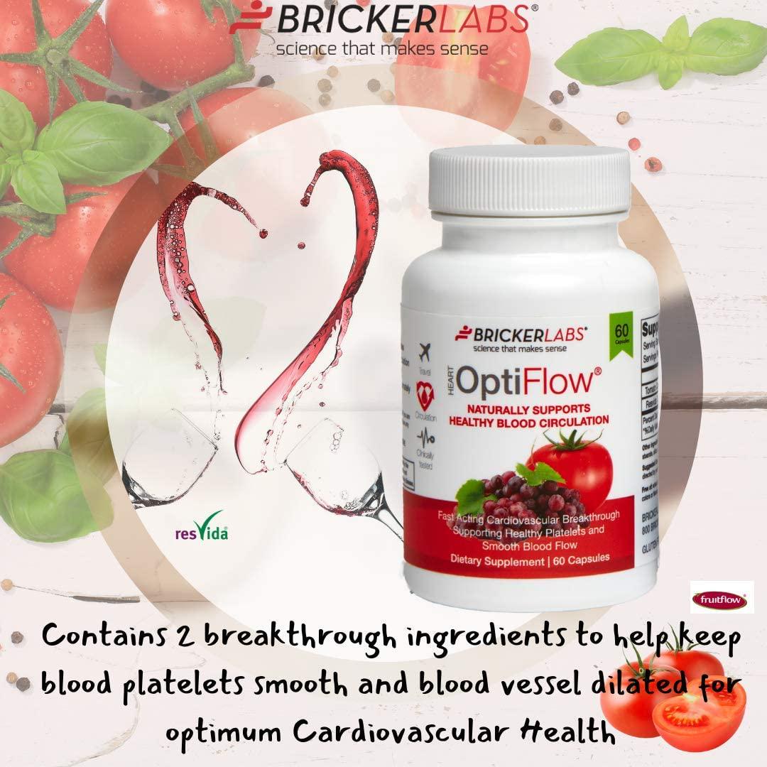 Optiflow with Fruitflow 60 Capsules - Derived from Tomatoes - Natural Ingredients Helping Optimal Cardiovascular Health - Healthy Blood Circulation by Keeping Platelets Smooth