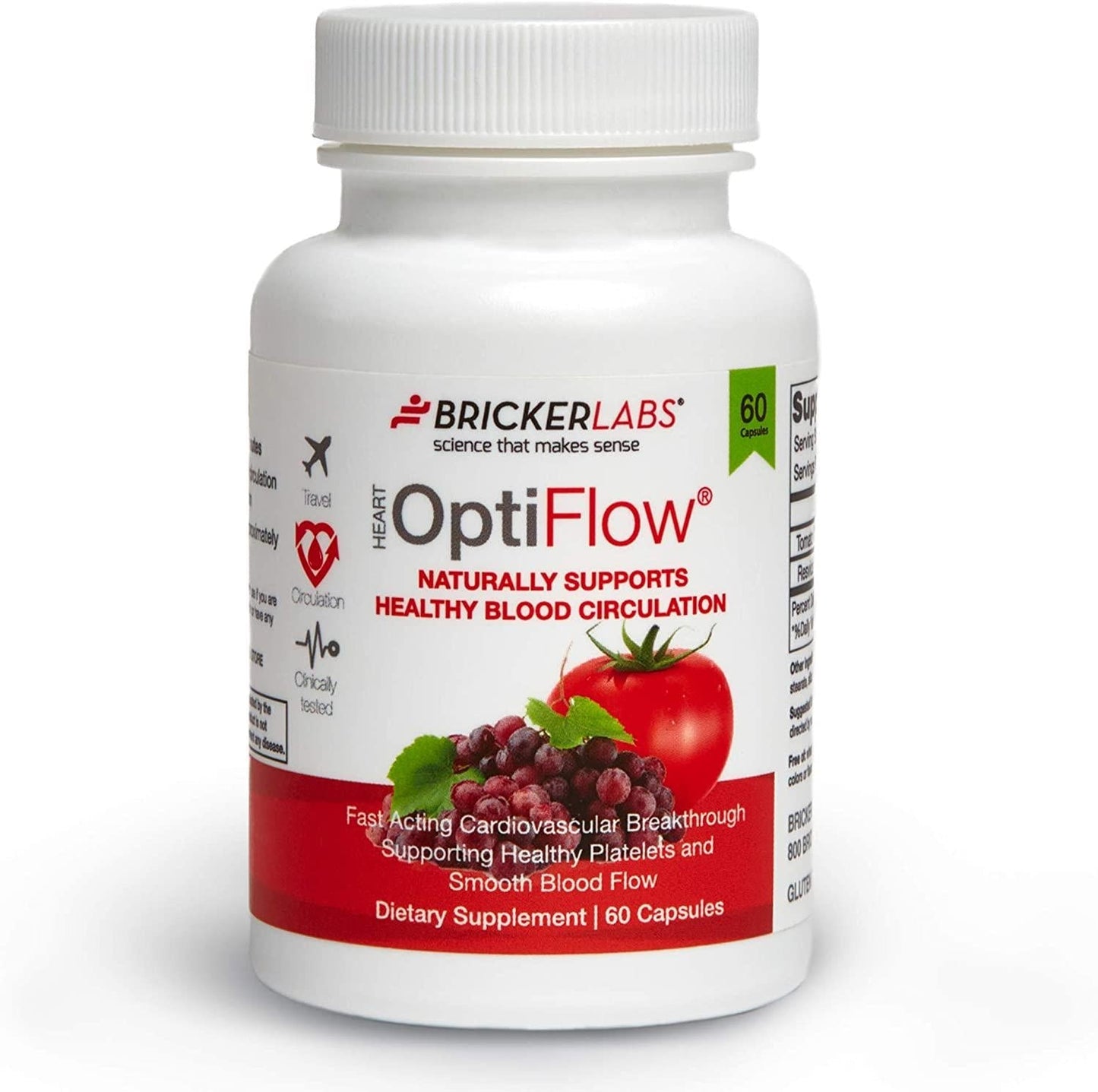 Optiflow with Fruitflow 60 Capsules - Derived from Tomatoes - Natural Ingredients Helping Optimal Cardiovascular Health - Healthy Blood Circulation by Keeping Platelets Smooth