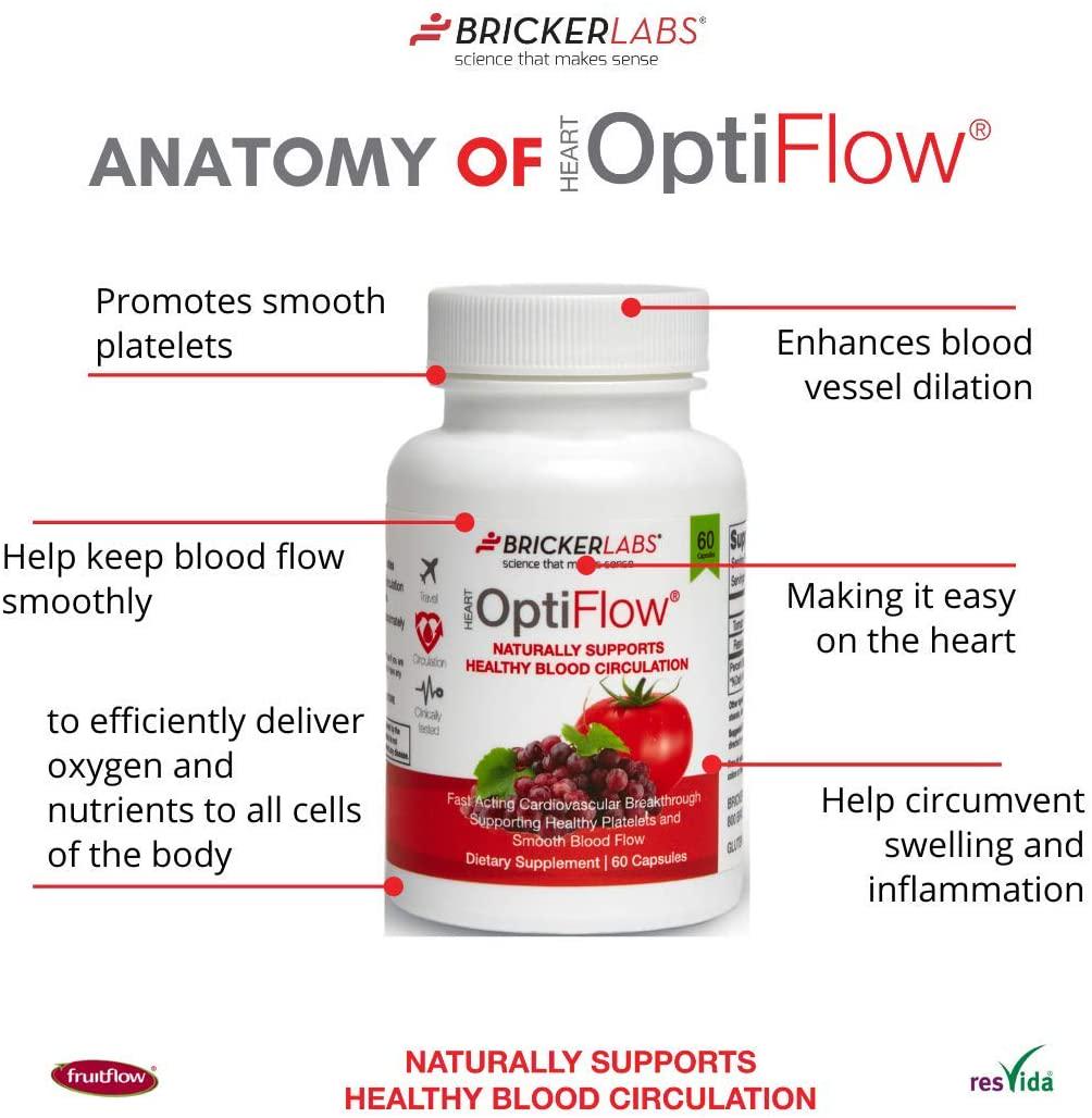 Optiflow with Fruitflow 60 Capsules - Derived from Tomatoes - Natural Ingredients Helping Optimal Cardiovascular Health - Healthy Blood Circulation by Keeping Platelets Smooth