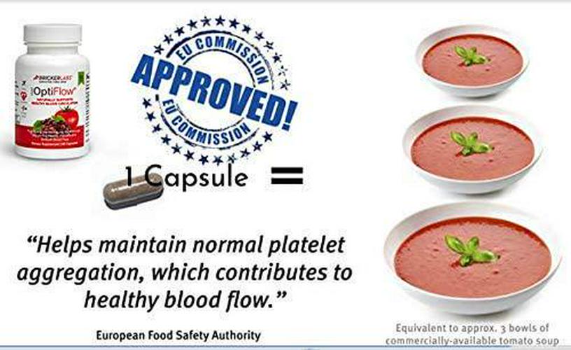 Optiflow with Fruitflow 60 Capsules - Derived from Tomatoes - Natural Ingredients Helping Optimal Cardiovascular Health - Healthy Blood Circulation by Keeping Platelets Smooth