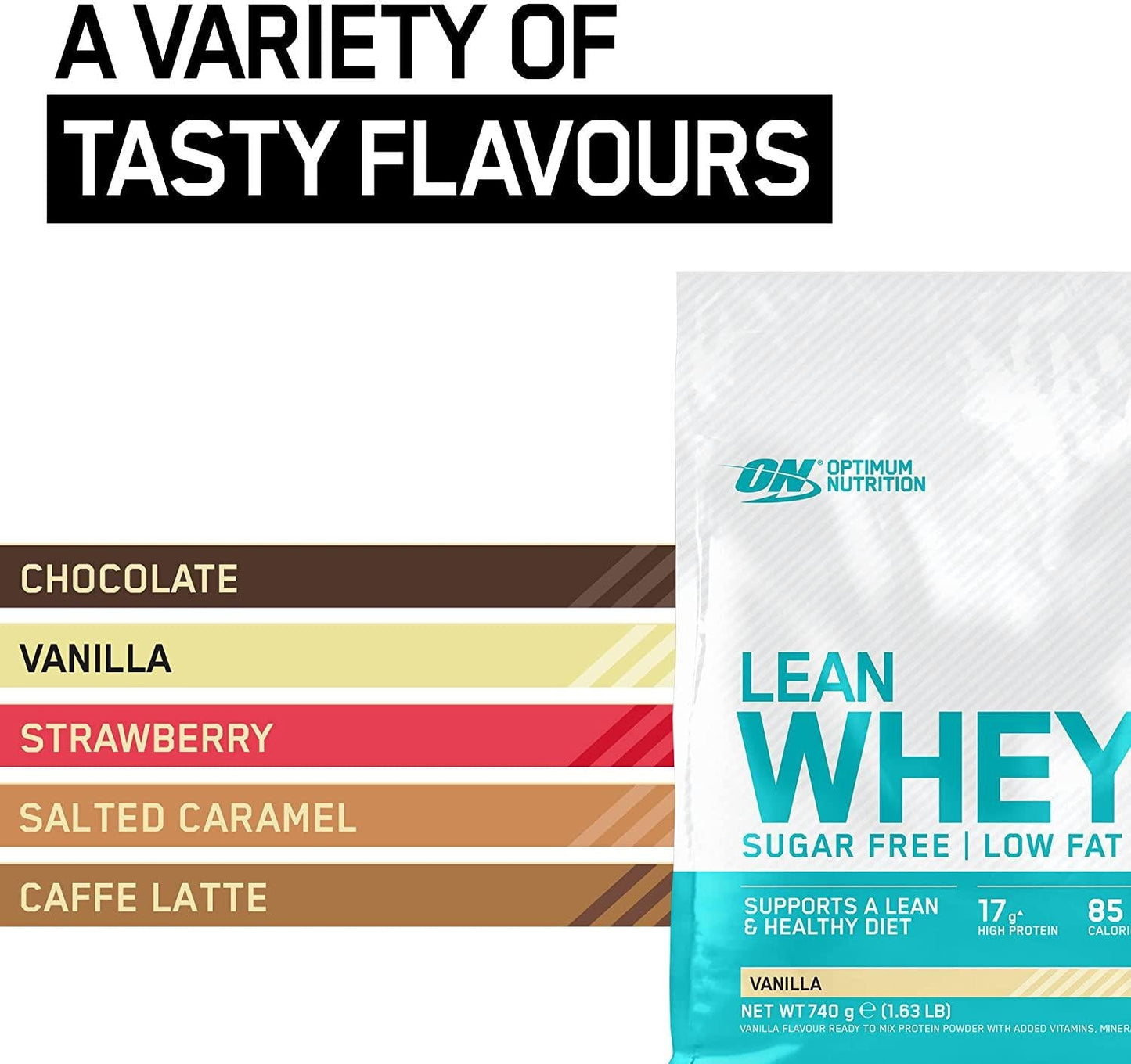 Optimum Nutrition Opti-Lean Diet Whey Protein Powder with CLA and L-Carnitine. Low Fat Protein Shake by ON - Vanilla, 30 Servings, 780g