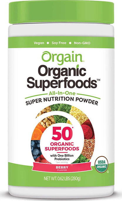 Orgain Bundle - Berry Superfoods Powder and Vanilla Protein and Superfoods Powder - Made without Gluten, Non-GMO