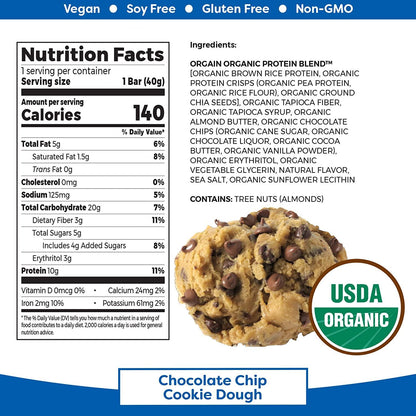 Orgain Bundle - Chocolate Protein Powder and Chocolate Chip Cookie Dough Protein Bars (12 Count) - Made without Gluten, Non-GMO