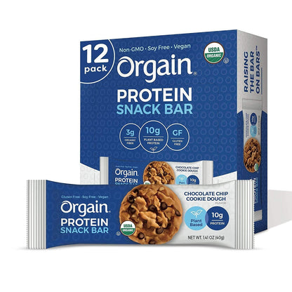 Orgain Bundle - Chocolate Protein Powder and Chocolate Chip Cookie Dough Protein Bars (12 Count) - Made without Gluten, Non-GMO