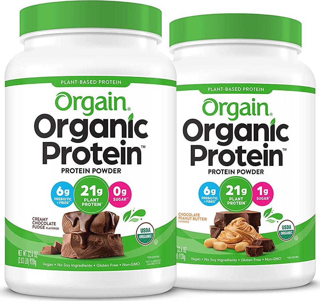 Orgain Bundle - Chocolate and Chocolate Peanut Butter Protein Powder - (20 Servings each) Vegan, Low Net Carbs, Made without Dairy, Gluten and Soy