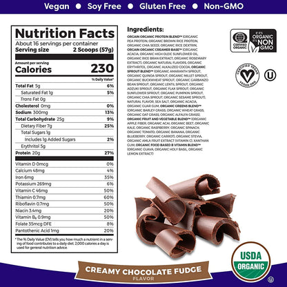 Orgain Organic Plant Based Meal Replacement Powder, Creamy Chocolate Fudge and Organic Plant Based Protein Powder, Creamy Chocolate Fudge - Vegan, Low Net Carbs