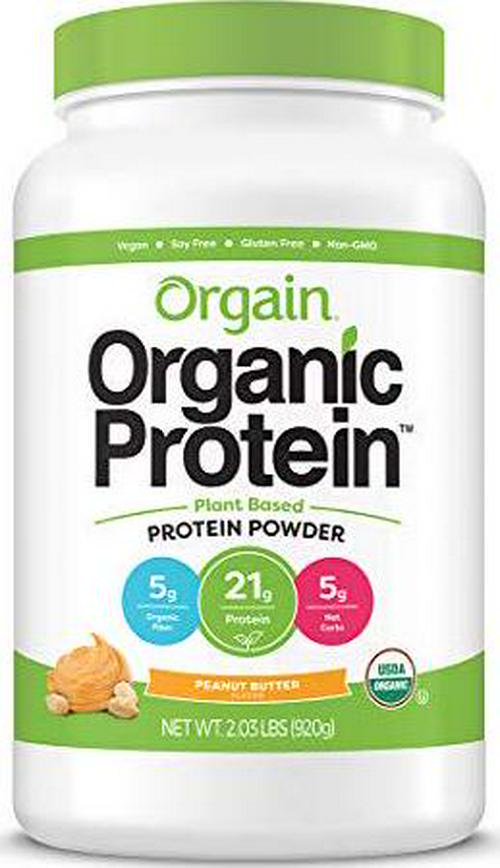 Orgain Organic Plant Based Protein and Greens Powder, Creamy Chocolate Fudge - 1.94 Pound and Organic Plant Based Protein Powder, Peanut Butter - Vegan, Low Net Carbs, Non Dairy, Gluten Free, 2.03 Pound