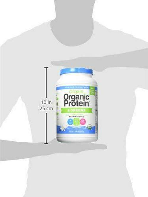 Orgain Organic Plant Based Protein and Greens Powder, Vanilla Bean - Vegan, Dairy Free, Gluten Free, Lactose Free, Soy Free, Low Sugar, Kosher, Non-GMO, 1.94 Pound (Packaging May Vary)