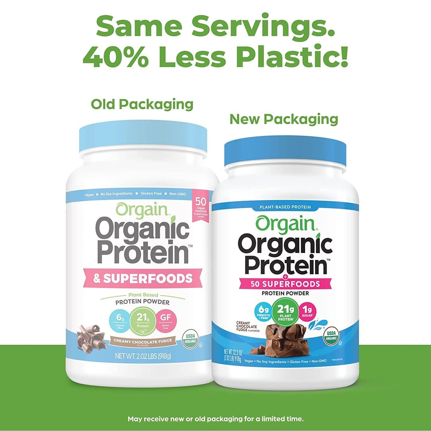 Orgain Organic Protein + Superfoods Powder, Creamy Chocolate Fudge - 21g of Protein, Vegan, Plant Based, 6g of Fiber, No Dairy, Gluten, Soy or Added Sugar, Non-GMO, 2.02 Lb