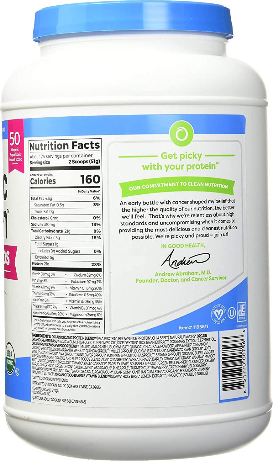 Orgain Organic Protein And Super Foods, 2.70 Pound