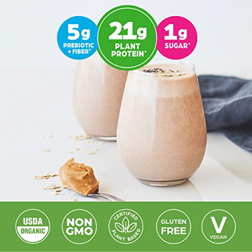 Orgain Organic Vegan Protein Powder, Peanut Butter - 21g of Plant Based Protein, Low Net Carbs, Non Dairy, Gluten Free, Lactose Free, No Sugar Added, Soy Free, Kosher, Non-GMO, 2.03 Pound