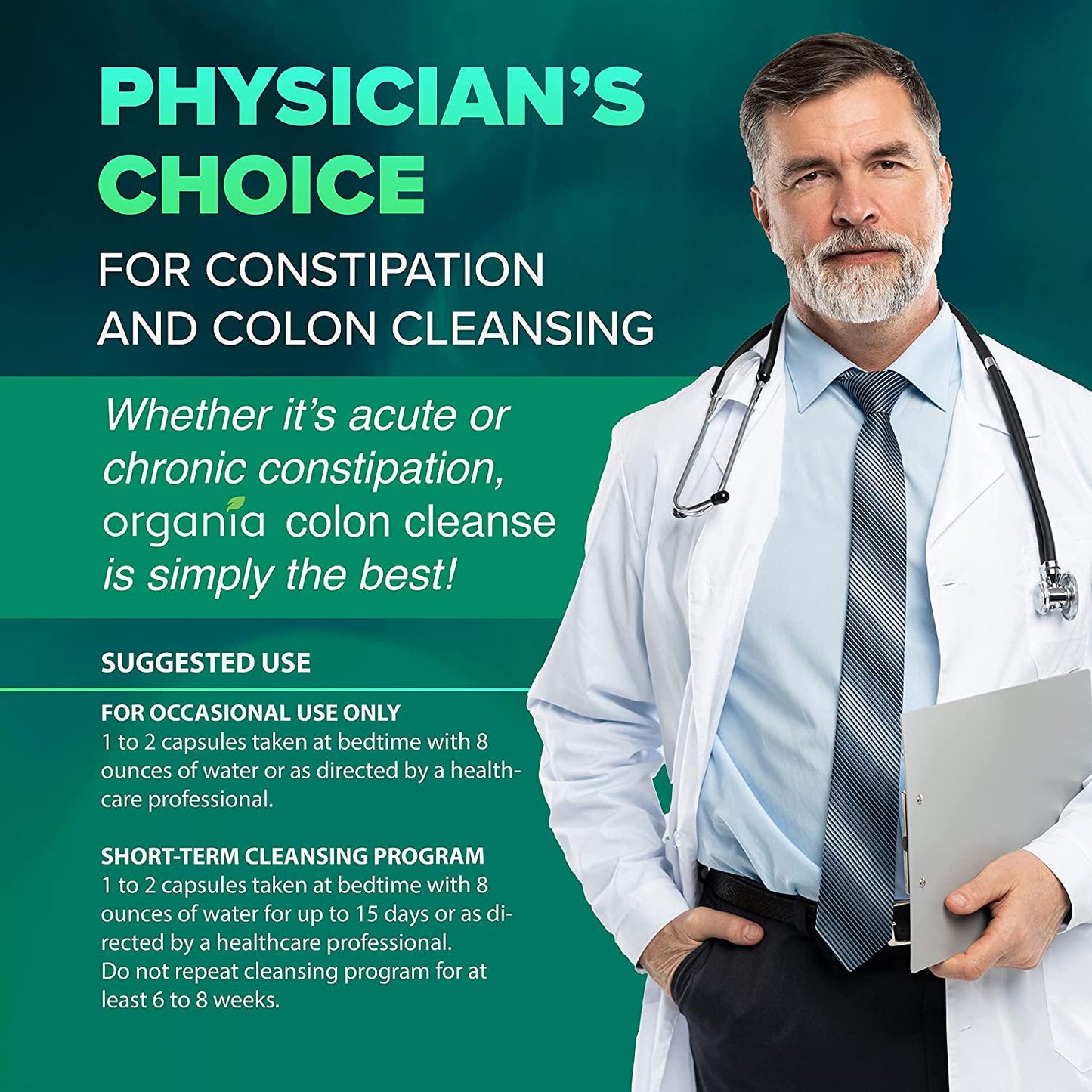 Organia Colon Support - Natural Laxative for Bowel Movement, Constipation Relief and Bloating Support - 30 Capsules - Made in USA, 30 Count (Pack of 1)