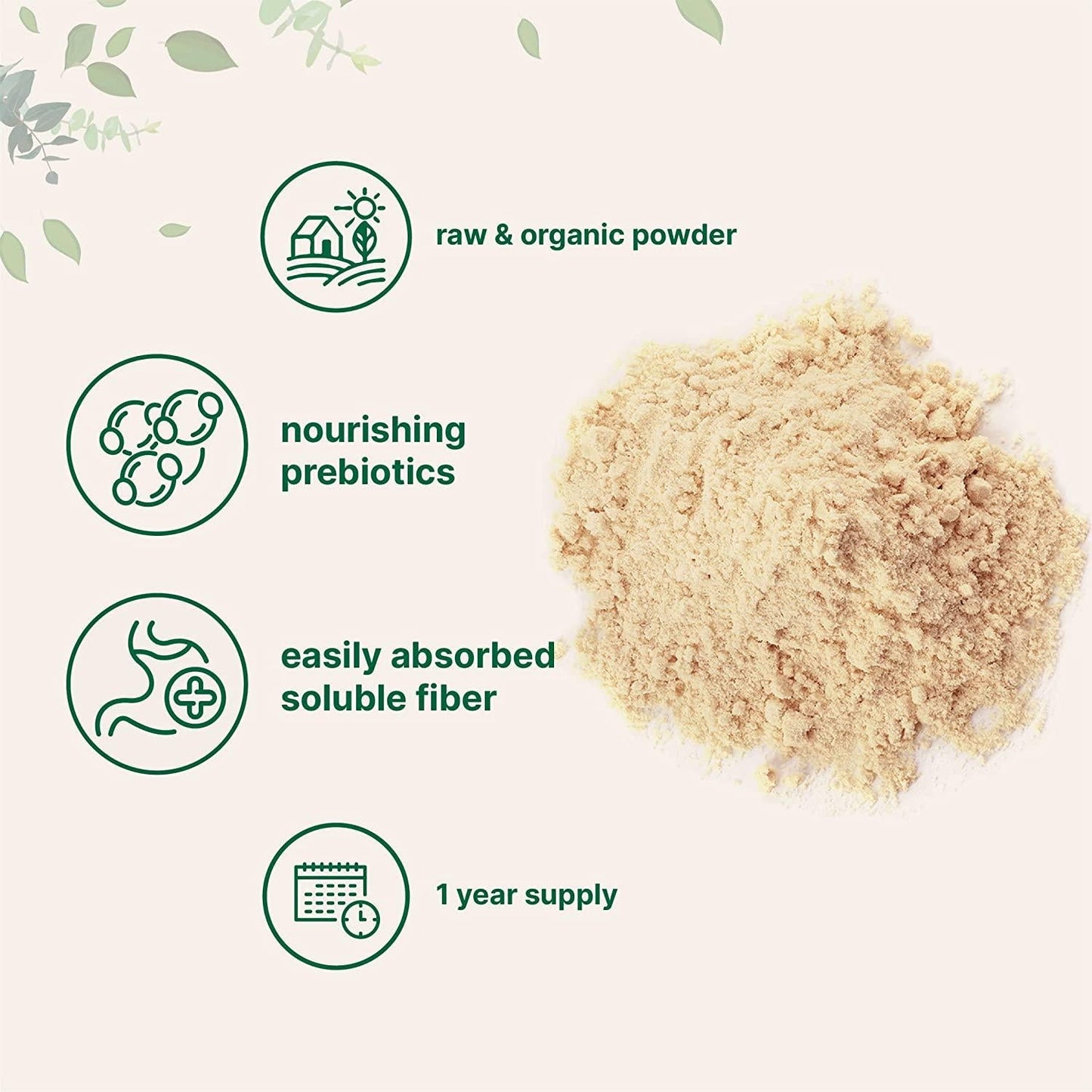 Organic Acacia Senegal Powder, 2 Pounds (32 Ounce), Instant Soluble Fiber Powder, Plant-Based Prebiotic Superfood for Gut Health, Non-GMO, No Gluten, Vegan