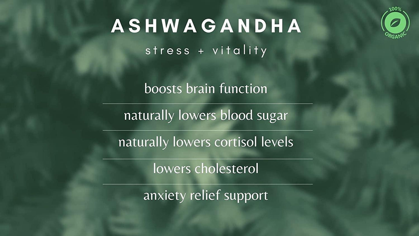 Organic Ashwagandha 900 MG - 60 Vegan Capsules - Premium Ayurvedic