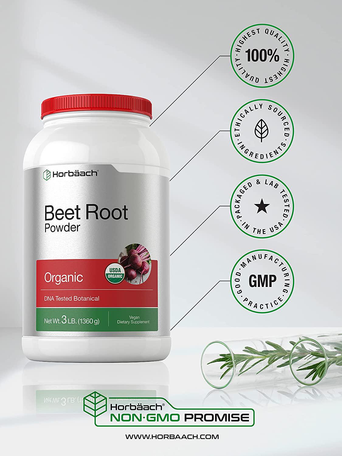 Organic Beet Root Powder | 3lb Bulk Supplement | Raw Superfood | Vegan, Non-GMO, Gluten Free | by Horbaach