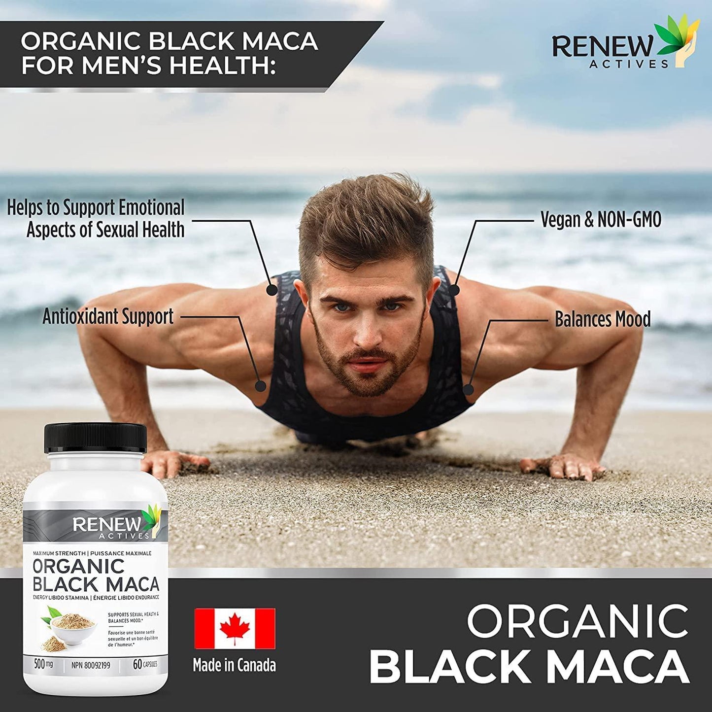 Organic Black MACA Dietary Supplement Pills- Vegan, Non GMO Certified – 1000mg of Gelatinized Peruvian Black Maca Root Powder per Capsule Supports Male Health, Performance and Increase Energy Levels