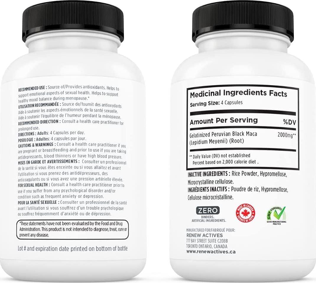 Organic Black MACA Dietary Supplement Pills- Vegan, Non GMO Certified – 1000mg of Gelatinized Peruvian Black Maca Root Powder per Capsule Supports Male Health, Performance and Increase Energy Levels
