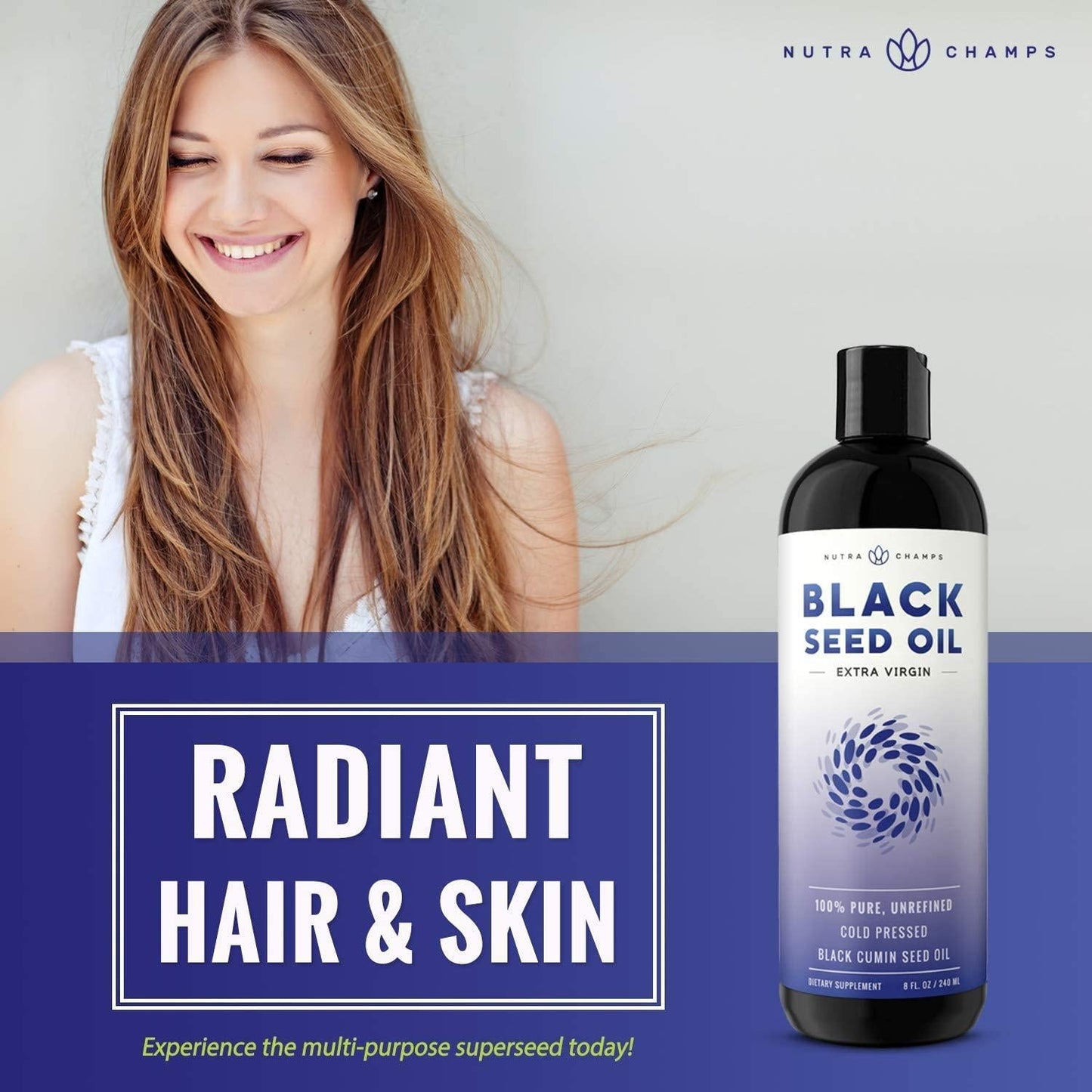 Organic Black Seed Oil - Premium Nigella Sativa Black Cumin Supplement with Thymoquinone and Omega 3 6 9-100% Pure, Extra Virgin, Unrefined, Cold Pressed, Unfiltered, Vegan 8oz