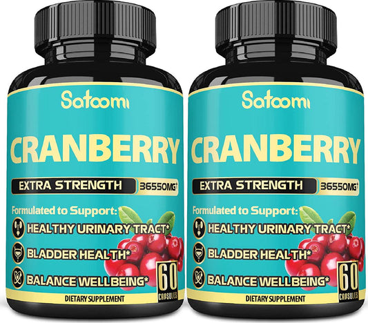 Organic Cranberry Capsules 36,550 mg - 2Packs_4 Months Supply - Triple Strength Ultimate Potency - UTI Vitamins Support - Bladder Health.*