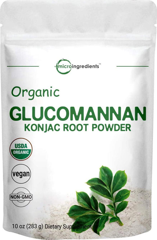 Organic Glucomannan Konjac Root Powder (Konjac Gel Powder), 10 Ounce, Soluble Fiber and Prebiotics, Great Cornstarch Substitute for Thickener, Supports Regularity and Healthy Weight Management, Keto Diet