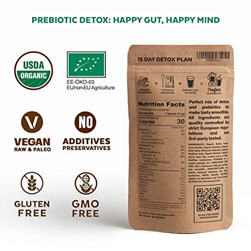 Organic Green Detox and Digest Powder- Prebiotic Green Superfood for Ultimate Detoxification and Digestive Cleanse - Your Daily Green Smoothie with alkaline supergreens for Full Body Cleanse and detox