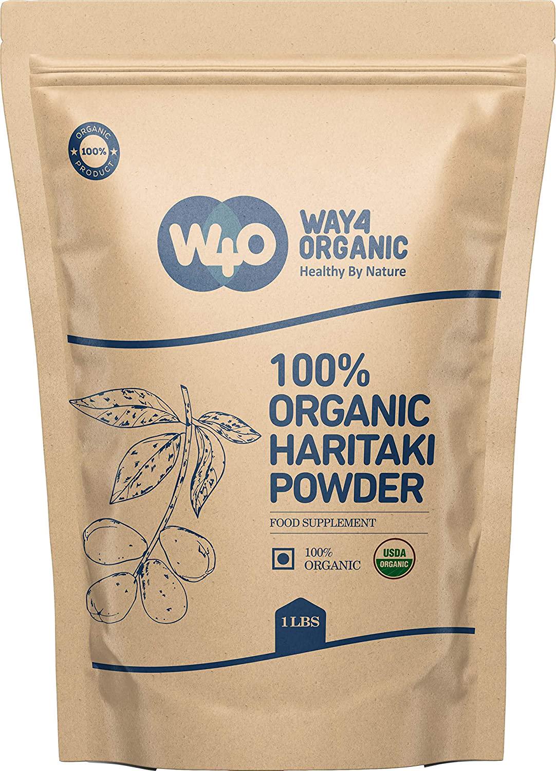 Organic Haritaki Powder 1lb (16 Ounces), Terminalia Chebula (Kadukkai) - Detoxification and Rejuvenation*, Good for Hair and to Reduce Dark Circles - Way4Organic