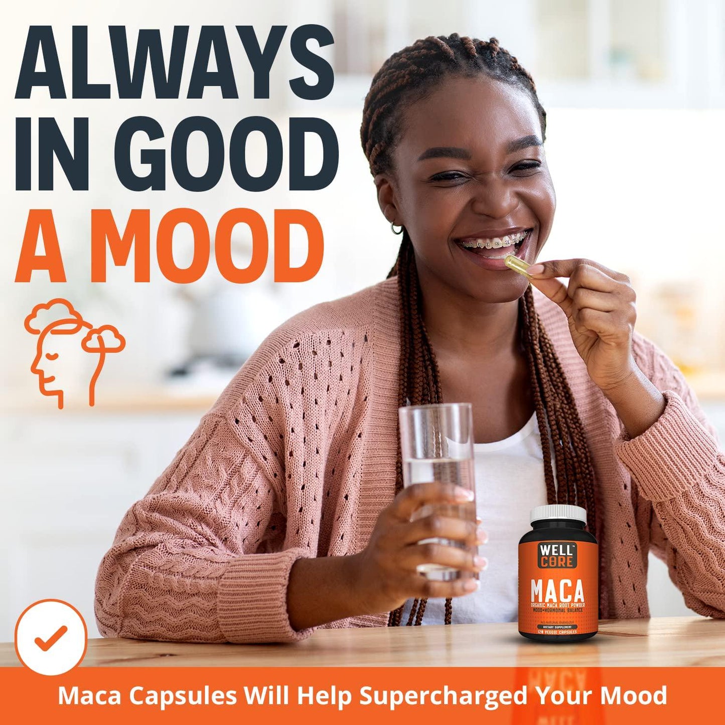 Organic Maca Root Powder 1900mg High Potency Natural Energy Enhancer and Mood Booster for Men and Women, Supports Reproductive Health, 100% Pure Non-GMO, 120 Veggie Capsules