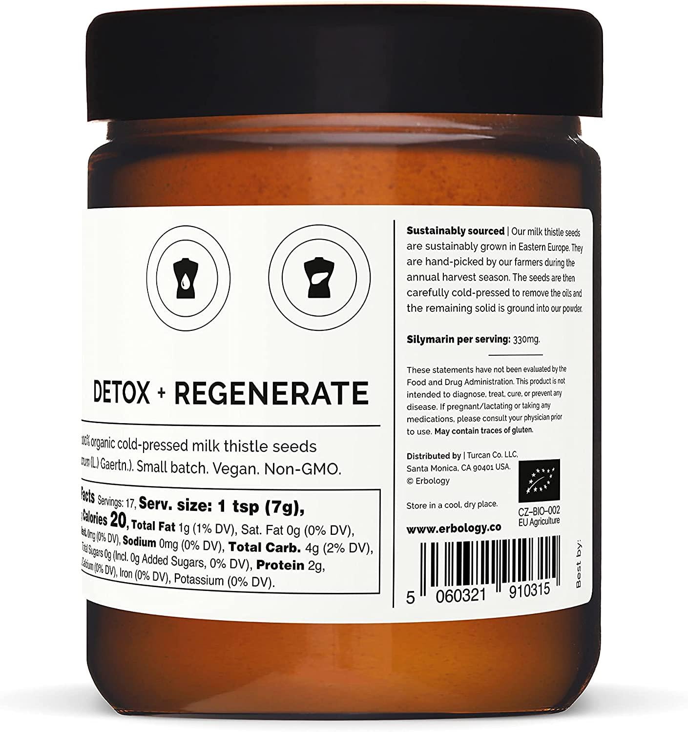 Organic Milk Thistle Powder 120g - Pure - Raw - Vegan - Non-GMO