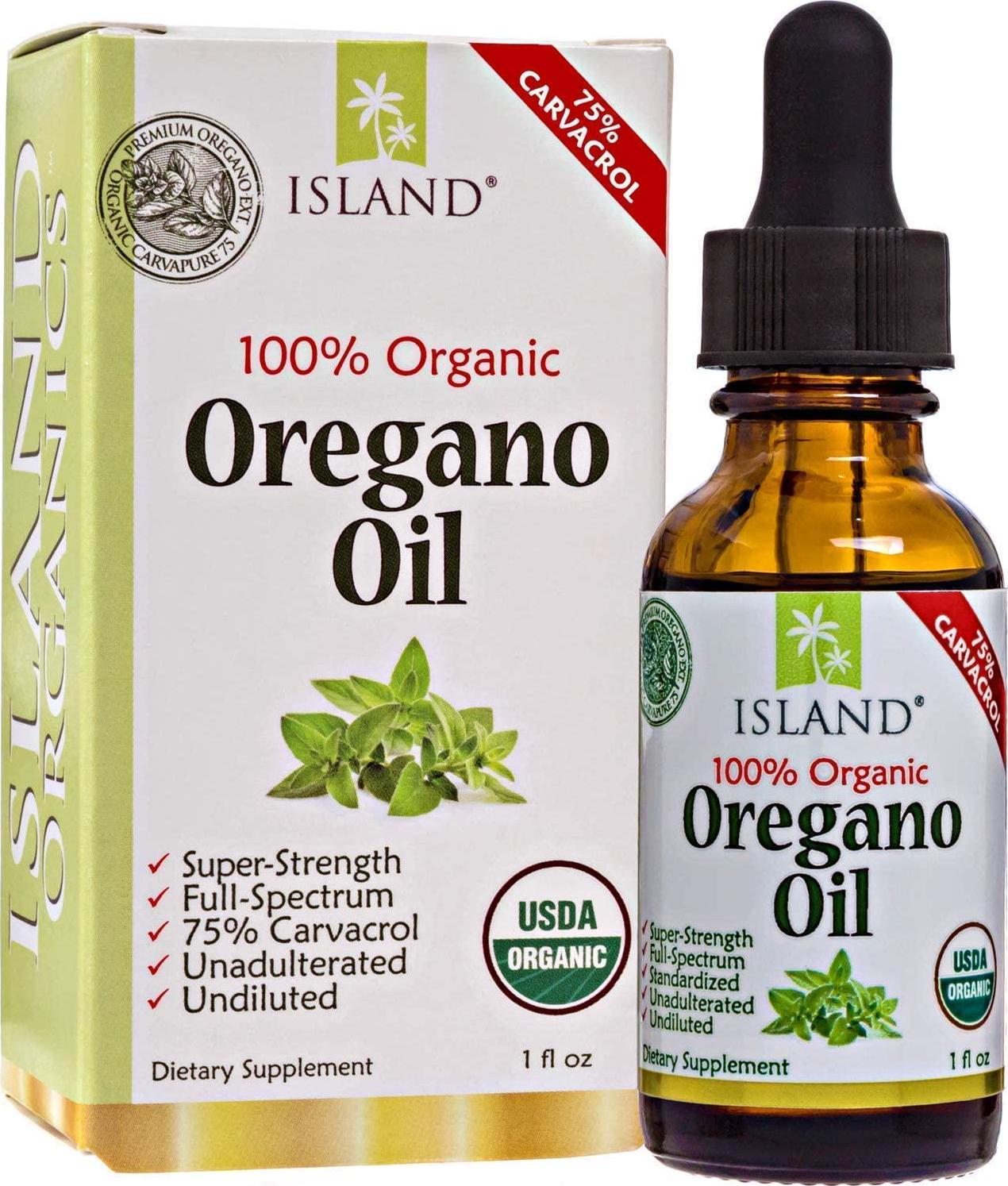 Organic Oregano Oil, 75% Carvacrol, undiluted, Grown in Spain by Island Nutrition