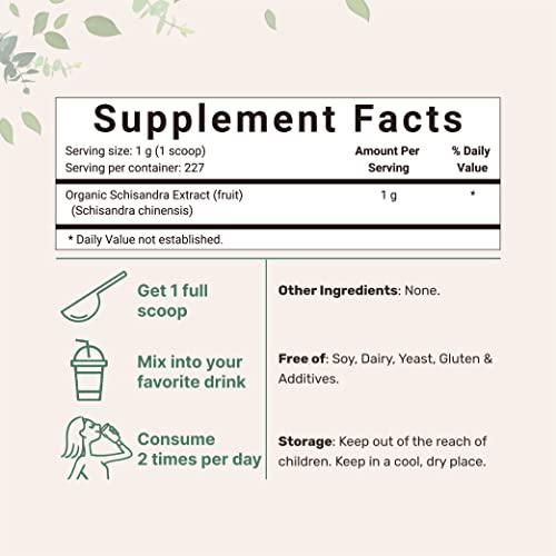 Organic Schisandra Extract Powder, 8 Ounce, Traditional Adaptogen and Filler Free, Pure Schisandra Supplement, Supports Liver Detox and Cognitive Health, No GMOs