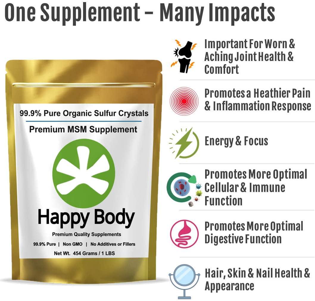 Organic Sulfur Crystals, 99% Pure MSM Crystals, Premium MSM Supplement - 1 LBS Pack