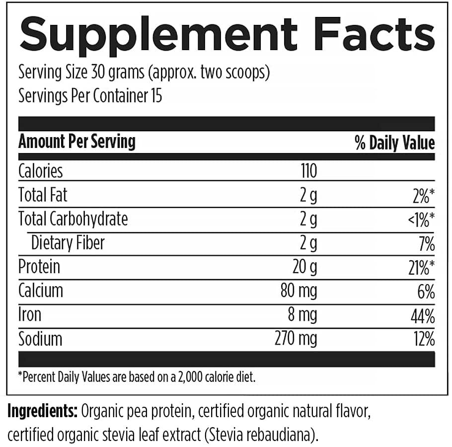 Organic Vanilla Pea Protein Powder - Rootcology USDA Certified Organic Pea Protein with 20g Plant Protein by Izabella Wentz (450g / 15 Servings)