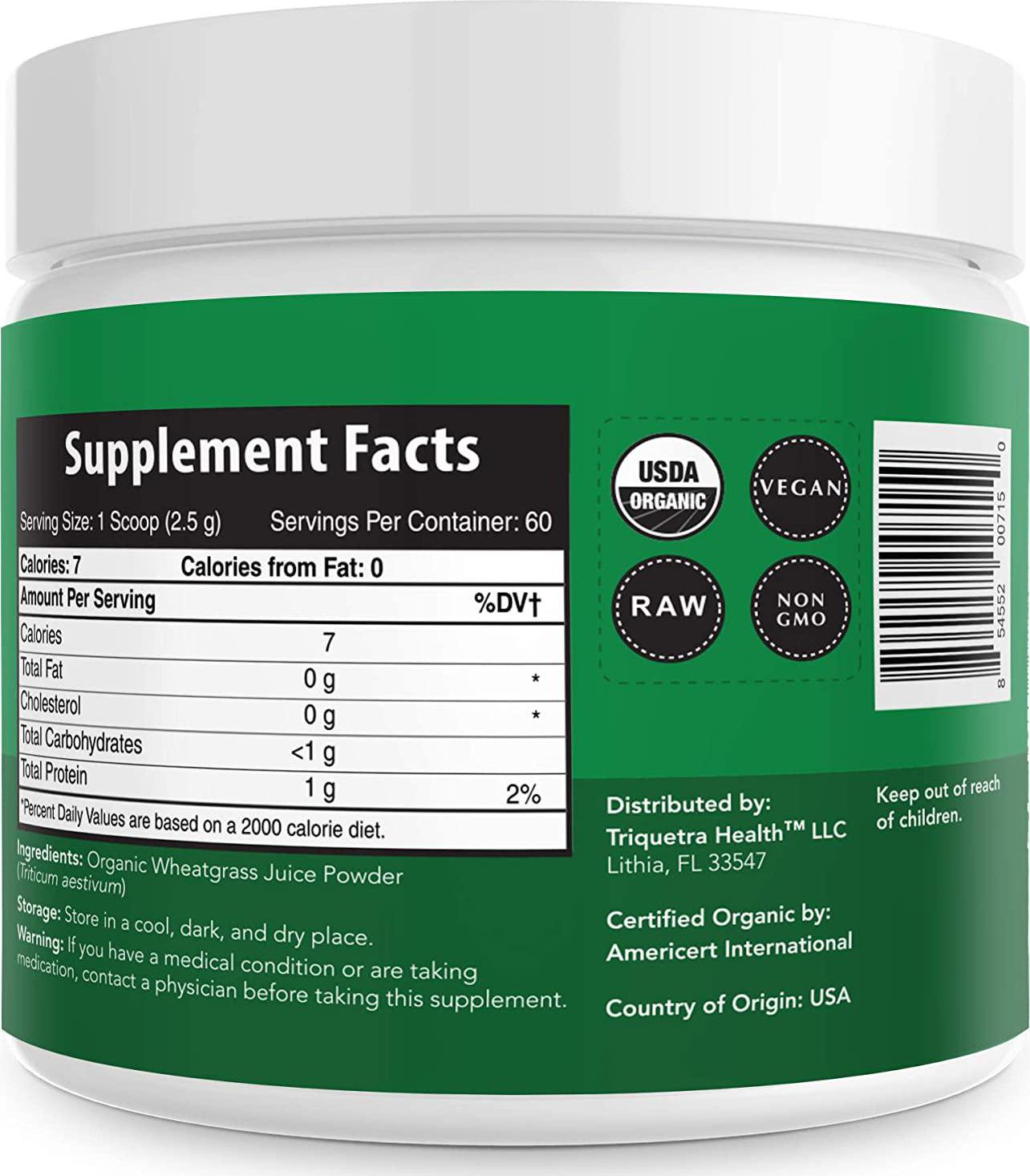 Organic Wheatgrass Juice Powder - Grown in Volcanic Soil of Utah - Raw and BioActive Form, Cold-Pressed Then CO2 Dried - Complements Barley Grass Juice Powder - 5.3 oz