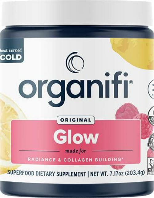 Organifi: Glow - Organic Collagen Supplement Powder - 30 Servings- USDA Certified Organic and Vegan - Superior Hydration, Build Collagen, Achieve Radiant Skin - Potent Superfood Blend - Immunity Support