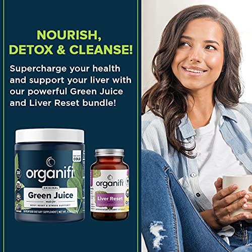 Organifi Green Juice Superfood Powder (30 Servings) and Liver Detox (30 Capsules) Weight Control, Detox Cleanse, Stress Relief, Digestive and Immunity Support - Gluten Free, Vegan, Whole Food