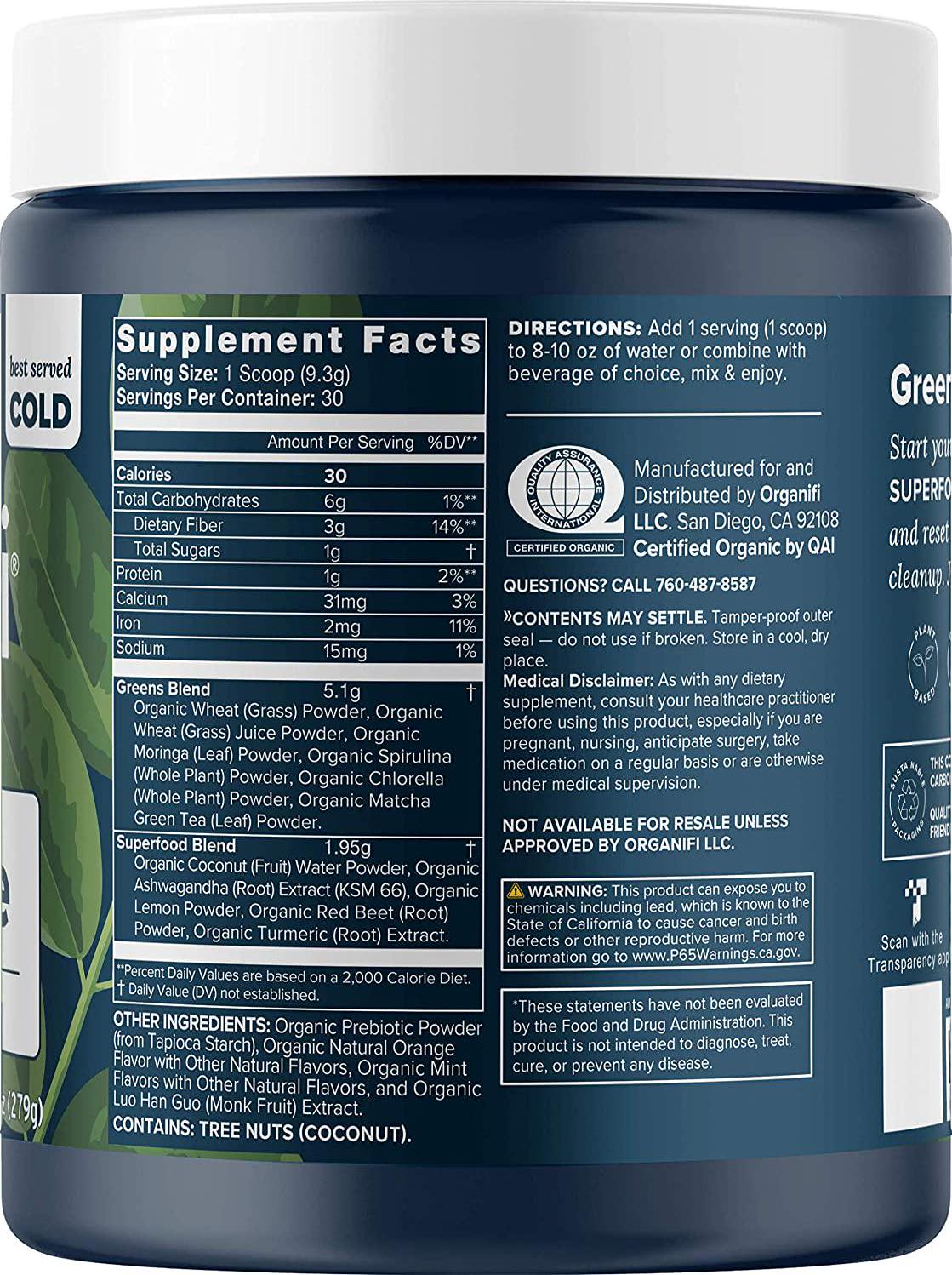 Organifi - Organic Green Juice Superfood Powder - 9.5 oz.