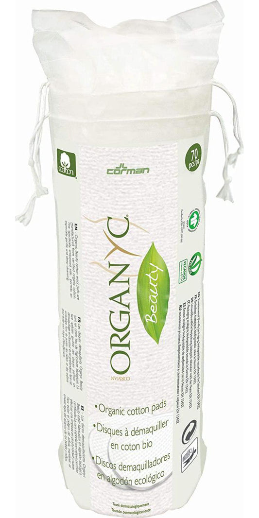 Organyc 100% Organic Cotton Rounds - Biodegradable Cotton, Chemical Free, For Sensitive Skin (70 Count) - Daily Cosmetics. Beauty and Personal Care