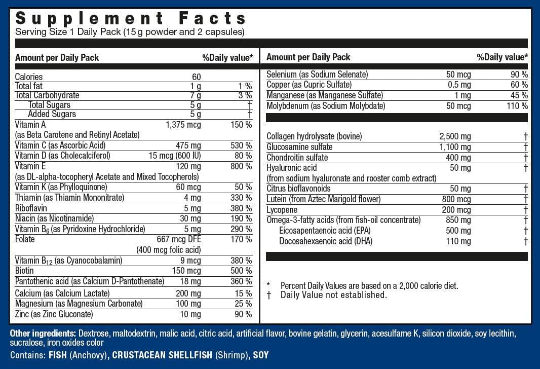 Orthomol Arthroplus, 30-Day Supply, Bone and Joint Health Supplement, Collagen Hydrolysate, Glucosamine Sulfate, Chondroitin Sulfate