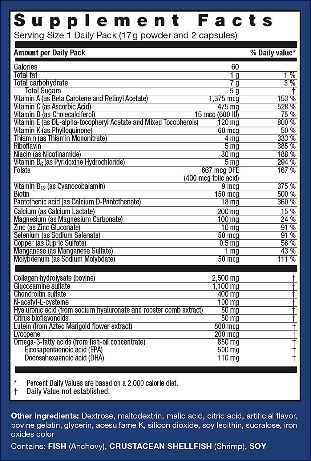 Orthomol Arthroplus, 30-Day Supply, Bone and Joint Health Supplement, Collagen Hydrolysate, Glucosamine Sulfate, Chondroitin Sulfate