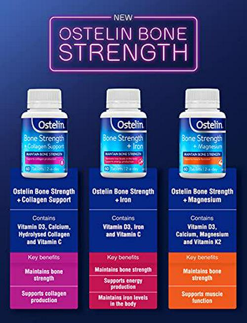 Ostelin Bone Strength + Magnesium with Vitamin D and Calcium - D3 for Bone Health, 120 Tablets