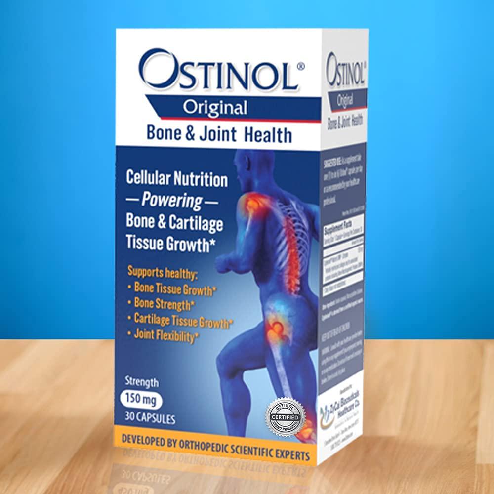 Ostinol Standard 150mg. Bone and Joint Supplement. Stem Cell Activation Certified. Bio Active Protein Complex for Mild Bone Loss and Mild Joint Disfunction. 30 Capsules
