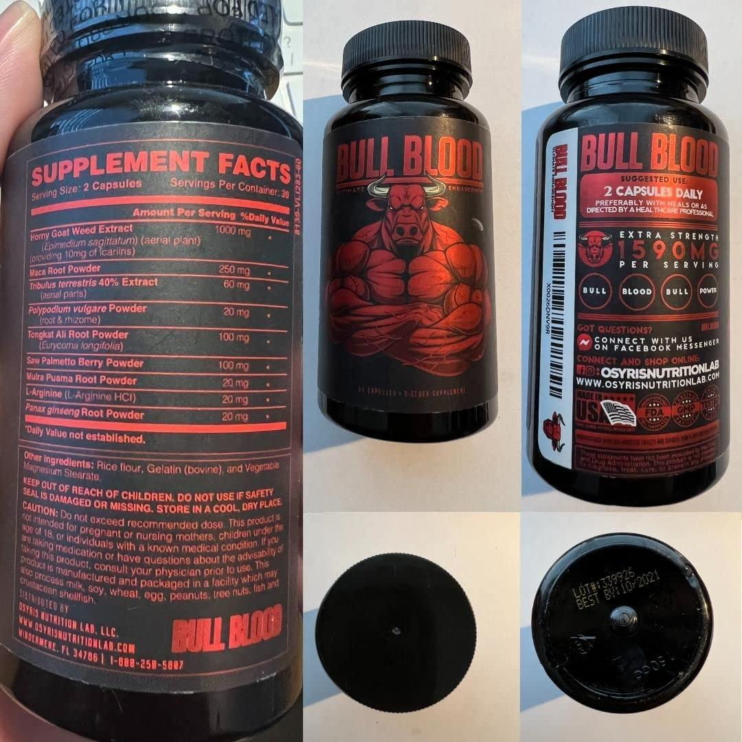 Osyris Nutrition Lab Bull Blood - Natural Energy Pills - Increase Strength And Energy - Powerful Supplement With Natural Ingredients - 60 Capsules - Made In Usa