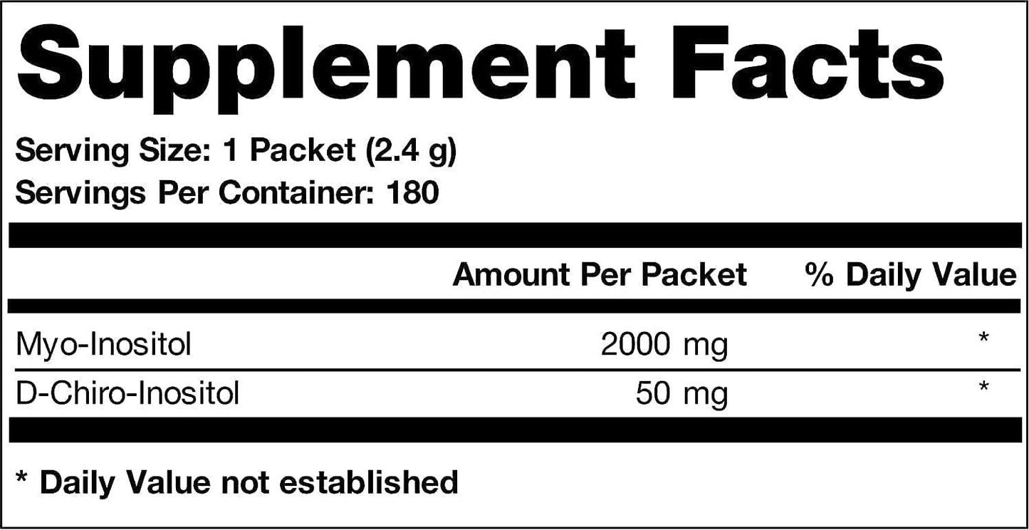 Ovasitol Inositol Powder 90 Day Supply | Myo Inositol 2000mg | D-Chiro Inositol 50mg | 180 Packets