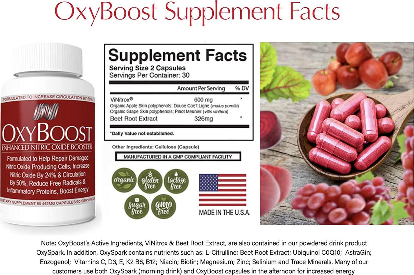 OxyBoost, Nitric Oxide Booster Dietary Supplement, Award-Winning Ingredients, Clinically Proven Ingredients. Increased Blood Flow, Cell Repair, and Energy. Senior Supplement Beet Root. 1 Pack